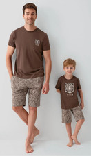 Matching dad and son tiger print set, comfortable cotton tees with stylish short
