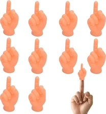 Tiny Hands for Fingers - 10 Pcs Cute Mini Hand Puppet (Middle Finger Sign) Premi