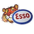 Vintage Esso Gasoline Porcelain Sign - Gas Service Station Auto Tiger Tank Sign