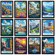 Vintage Travel France Holiday Poster Retro City Print Decor Wall Art A5 A4 A3
