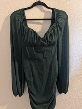 Windsor Dark Green Party/Cocktail Dress with Sparkles and long Sleeve, Size L