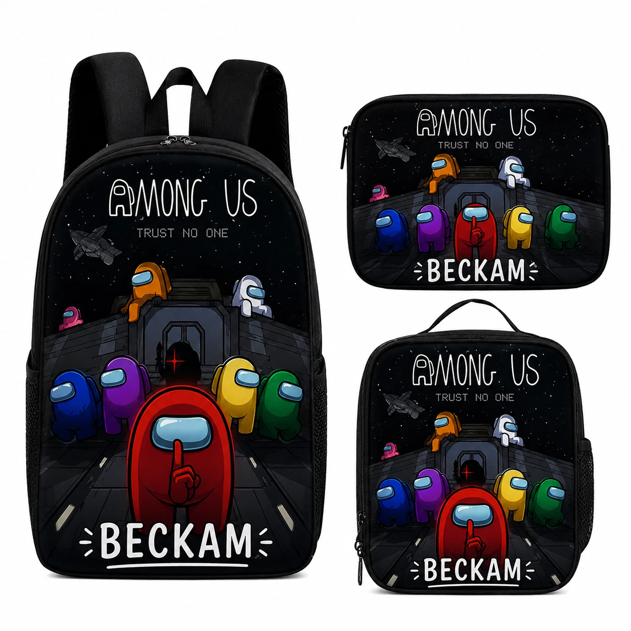 Custom Name Among-Us Set, Lunch Bag, Pencil Case, Backpack Gift Kids Game Style