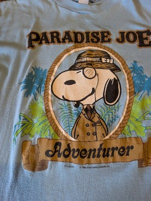 Vintage 80s Snoopy Paradise Joe Cool Panama Jack Parody TShirt L Single Stitch