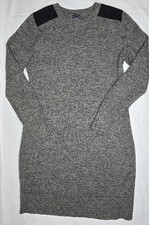 Gap Extra Fine 100% Merino Shoulde Black Sand Wool Sweater Dress Size Medium