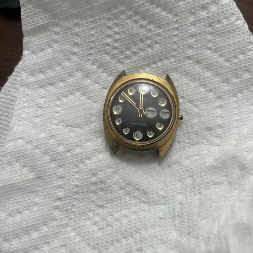 Vintage Timex Telephone Marlin Dial Watch Men 34mm Day Date Untested For Parts