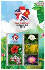 Indonesia 2025 Personalized Five Nations stamp exibition flower #1