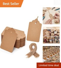 Elegant 1.7x2.8 Inch Gift Tags with String - 100 pcs FSC Certified Kraft Tags
