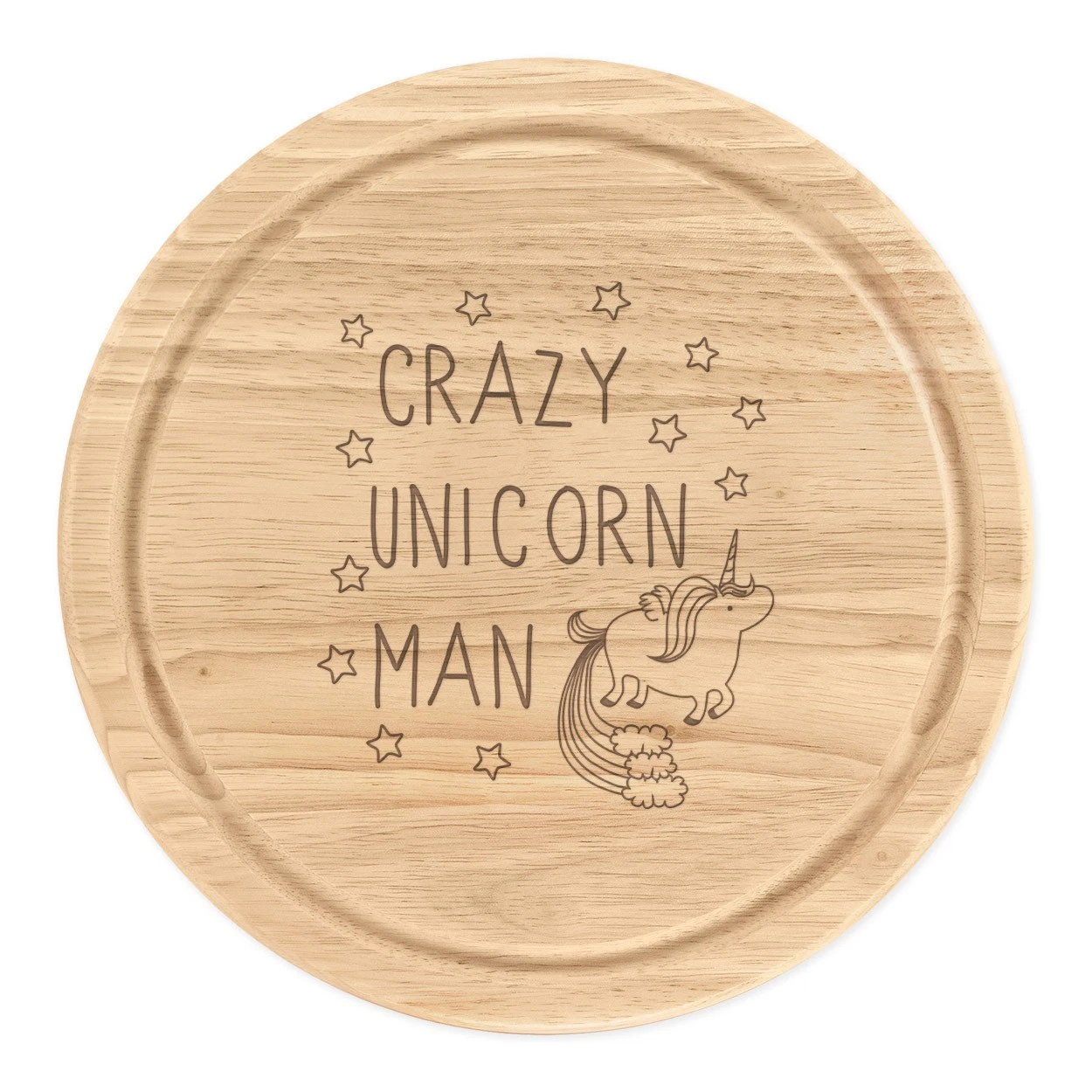 Crazy Unicorn Man Round Chopping Cheese Board Funny Animal