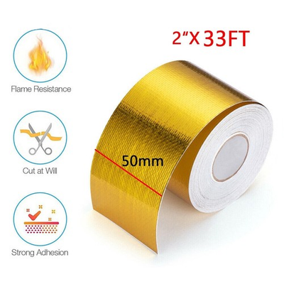 #ad 2quot; x 33FT Gold High Temperature Heat Shield Wrap Tape Self Adhesive Reflective $7.92