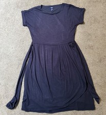 Chaps Ralph Lauren Navy Blue Faux Wrap Jersey Knit Dress Women's Size S