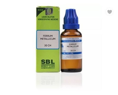 SBL Ferrum Metallicum 30 CH (30ml) Homeopathy Remedies Wolrd Wide