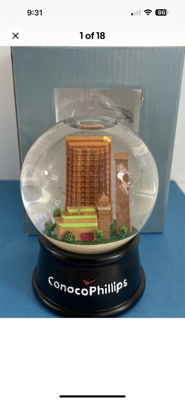 Vintage Office Conoco Phillips 66 Snowglobe  Architecture Promo Advertising Auto