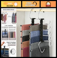Space Saving Pants Hangers - 2 Pack Non-Slip Multi-Layer Closet Organizer for Je