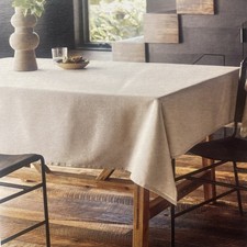 THRESHOLD 60"x120" Rectangular Tablecloth Tan Seats 10-12 Machine Washable