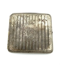 Vintage Cigarette Business Calling Card Case Wallet Silver Tone Flower Floral