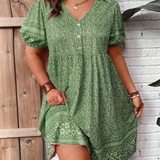 shein dress- short sleeves, color green