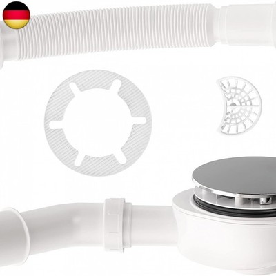 AQUABAD Duschwannen Ablaufgarnitur 90mm   mit edler Chrom Abdeckung, h