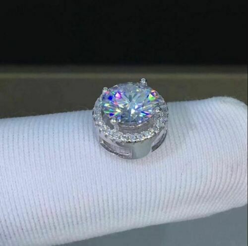 3.4 CT Lab-Created Round Halo Shiny Pendant Necklace 14K White Gold Finish