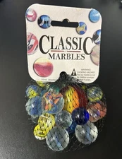 Classic Mega Marbles Net Bag 10oz Assorted Unique Collectible Marbles M3#4