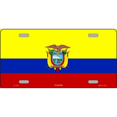 MINI Size 4''x2.2'' License Plate Metal Sign for Home Ecuador Flag
