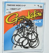 gamakatsu finesse wide gap hook hooks 1/0 230411-25 bass senko worm value pack