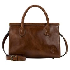 Patricia Nash Clarisse Distressed Leather Satchel Crossbody Bag-Cognac-