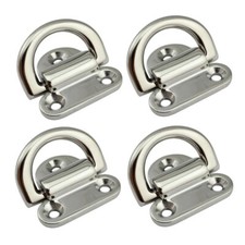 4X Folding Deck Pad Eyes Lashing D Ring Tie Down Point Anchor Fixing Cleat Kit