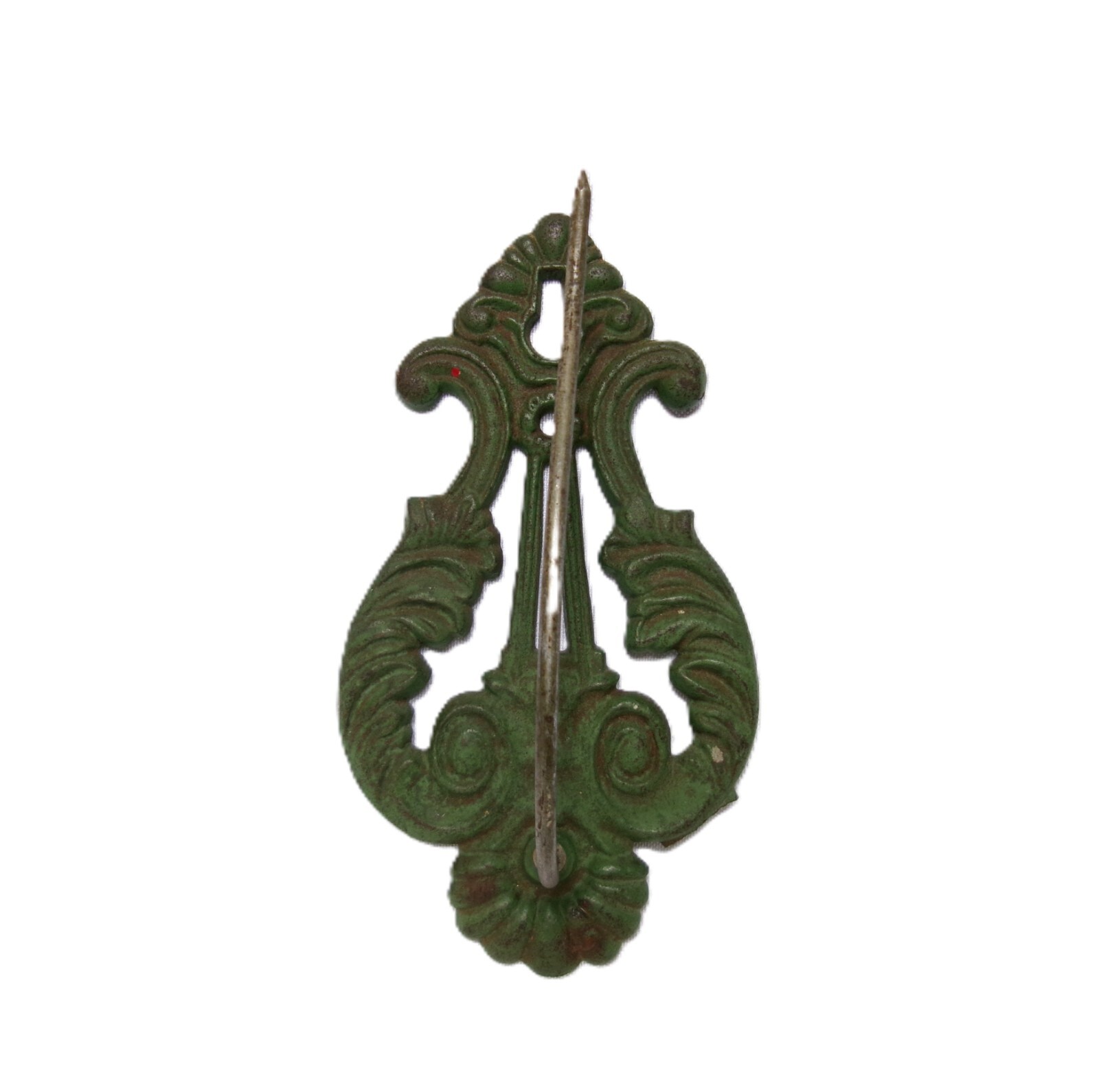 Ornate Victorian Vintage Cast Iron Receipt Holder Wall Mount w Spike, Green [B1]