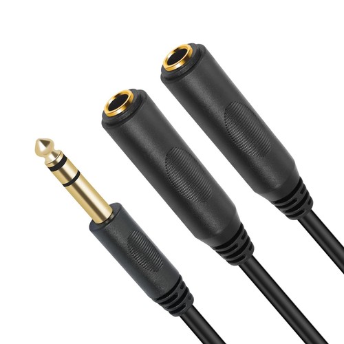 6.35mm 1/4 inch Male Plug Stereo to 2 Dual 1/4 "TRS Female Jack Connector Aud... - Picture 3 of 8