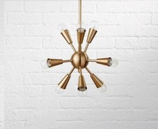Metà Secolo Ottone Sputnik Lampadario 9 Multi Direzione Braccio Decorazione Luci