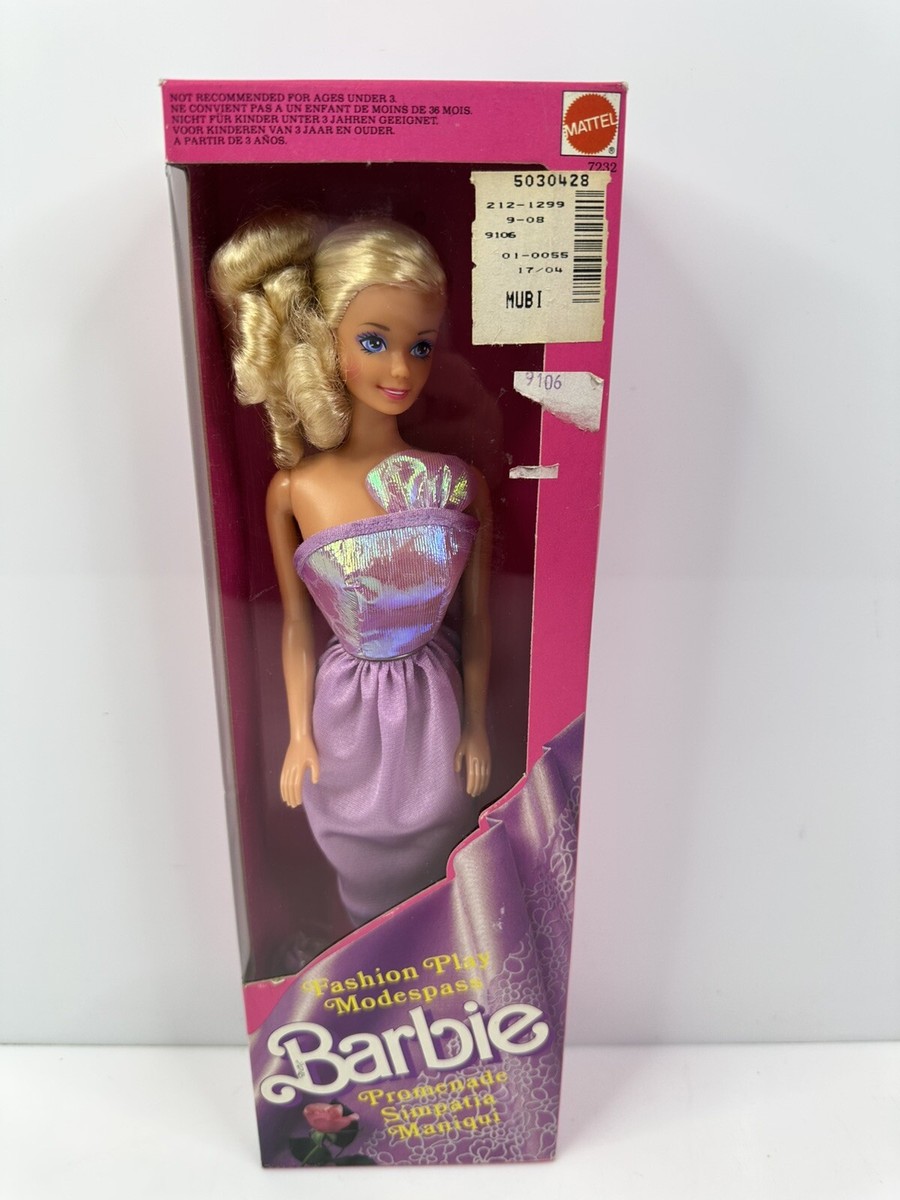 Rare Vintage 1989 Barbie 7232 Fashion Play Modespass Doll Purple