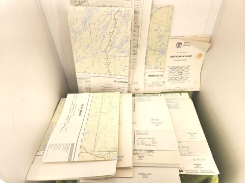 Lot de 10 cartes topographiques vintage de l'Ontario Canada, mouche à la pêche, canoë,  - Photo 1 sur 5