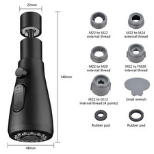 Kitchen Faucet Aerator Splash Proof Spout Replacement 360° Swivel Tap Extender