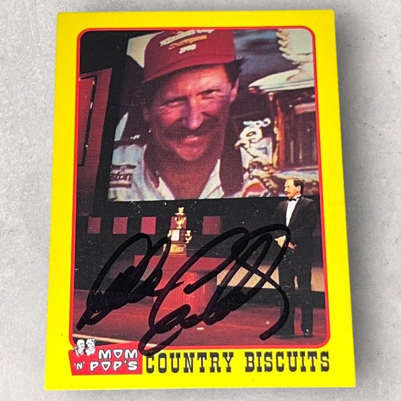Dale Earnhardt 1991 MOM N POPS BUSCUIT #4 NASCAR WINSTON CHAMP HOFer signed card