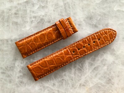 22mm/20mm Cognac Alligator Crocodile Embossed Leather Watch Strap Band