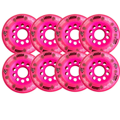 Labeda Whips Roller Hockey Wheels - Pink 8-Pack with Spacers - Choose Size/Color