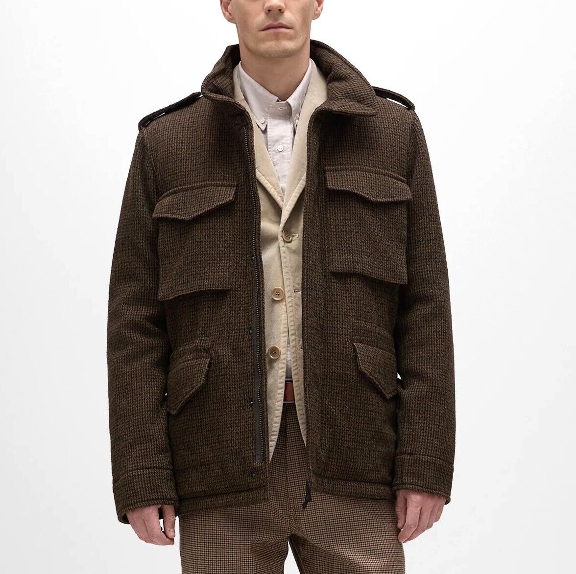 Aspesi F/W 24-25 'Minifield' Houndstooth Check Tweed Wool Aspesi F/W 24-25 'Minifield' Houndstooth Check Tweed Wool
