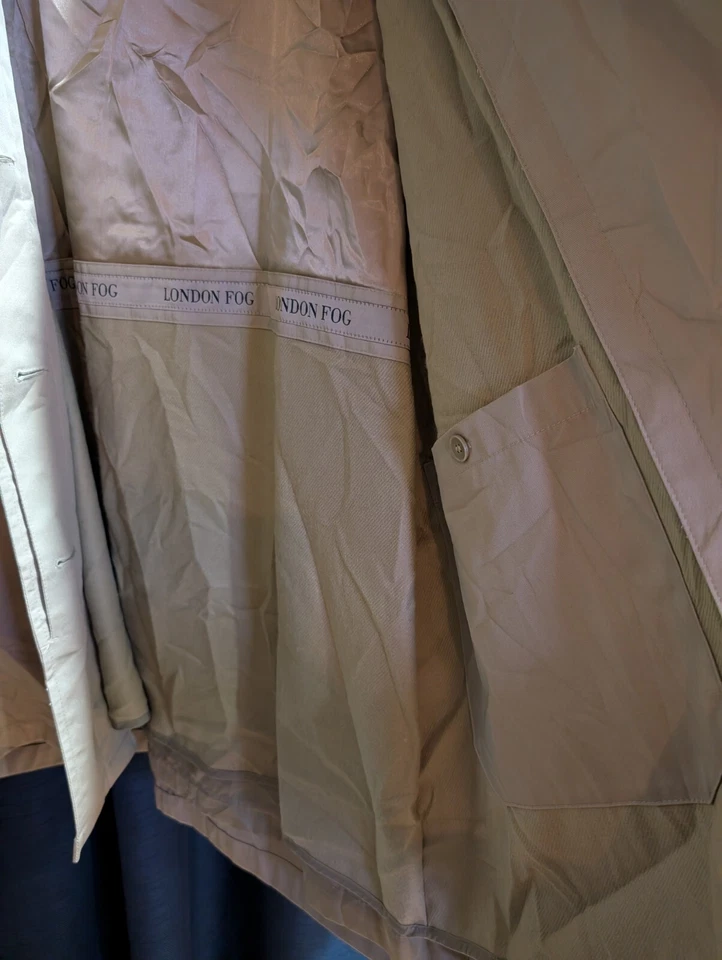 Capa de chuva masculina vintage London neblina tamanho G destacável resistente à água nova com etiquetas - Imagem 4 de 4