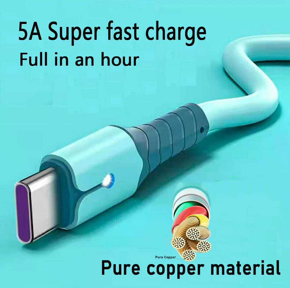 1 M 2M USB-C Cable Type C Lead Fast Charging Heavy Duty Phone Charger Data Sync - Image 3 of 4