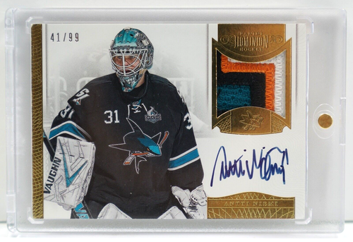 2013-14 Panini Antti Niemi Auto/Patch #41/99 Dominion Hockey Card AP-AN - Picture 1 of 2