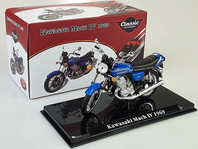 Kawasaki H 2 Mach IV  blau 1969 DREIZYLINDER  -   1:24  Atlas - Bild 3 von 3