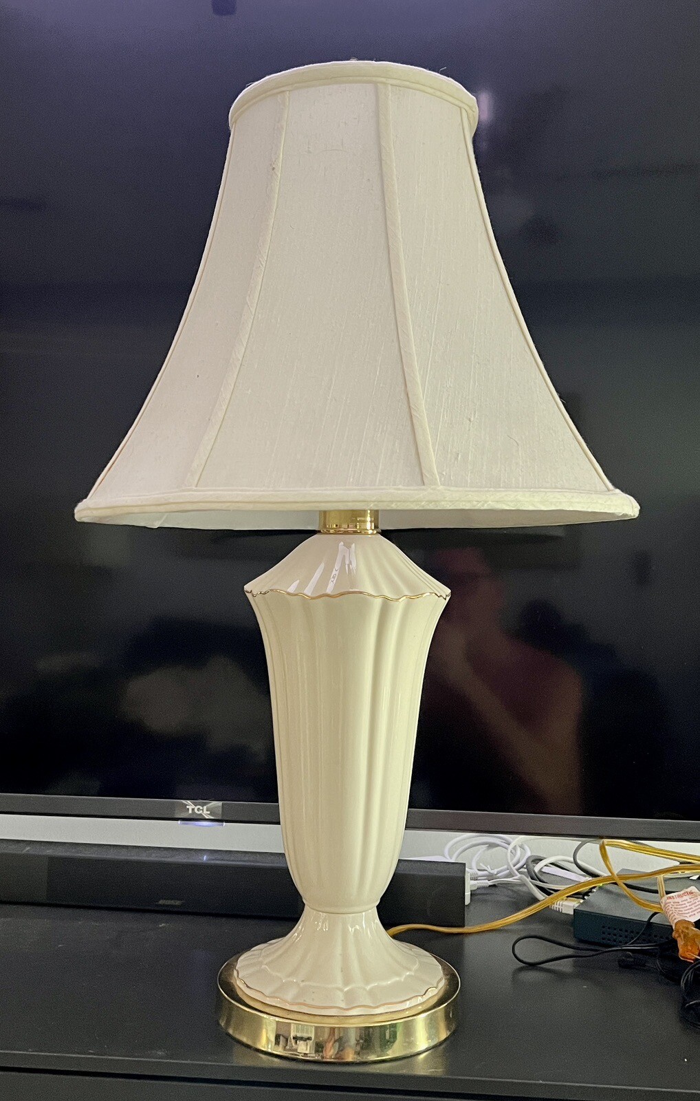 Pair of Lenox Lamps Original Finials 28"H Bone China Urn Body Brass