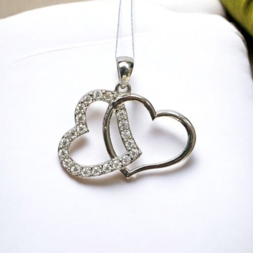 18 Ct Lab-Grown Diamond Pendant–925 Sterling Silver Heart Necklace MG006