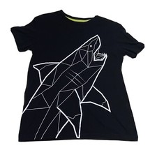 OLD NAVY T-Shirt Boys XL 14-16 Black Shark Attack geometric Beach Style Youth