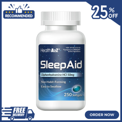 Sleep Aid, Diphenhydramine HCl 50mg, 250 Softgels, Supports Deeper Restful Sleep