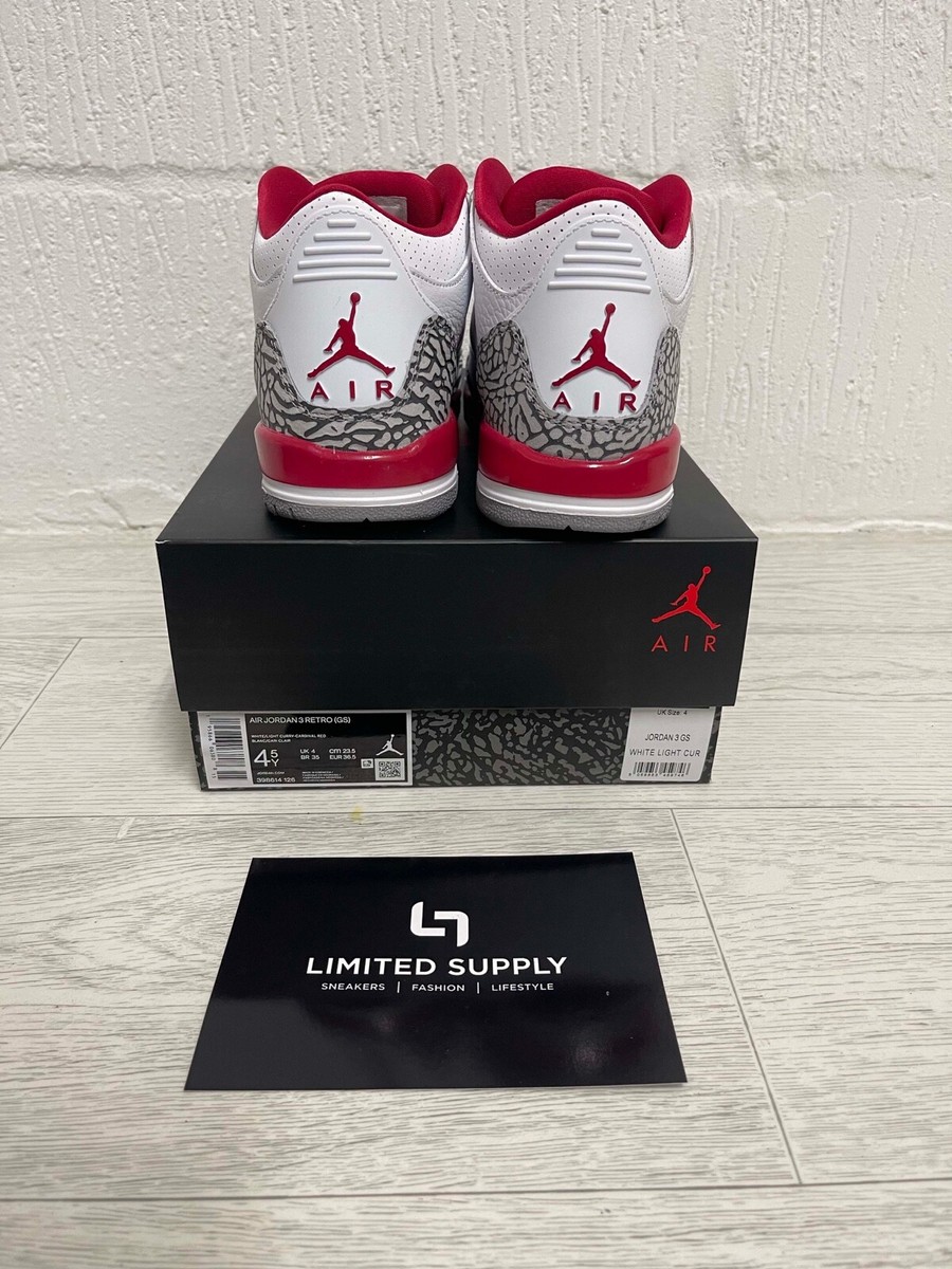 JORDAN 3 RETRO CARDINAL GS UK 4 US 4.5 398614-126 | eBay 