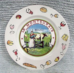 Vintage Rosanna Italy Montsurais Milk Maid Dairy Cow Wine Cheese 8" Wall Plate