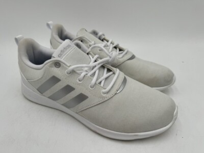 ADIDAS WOMEN'S QT RACER 2.0 RUNNING SHOES WHITE GREY SILVER SIZE 10