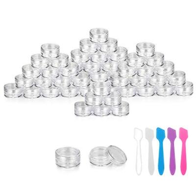 100 Pieces 3g Empty Clear Plastic Sample Containers with Lids Cosmetic Pot 