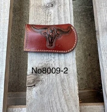 Longhorn With Star Design Small Knife Sheath In Brown